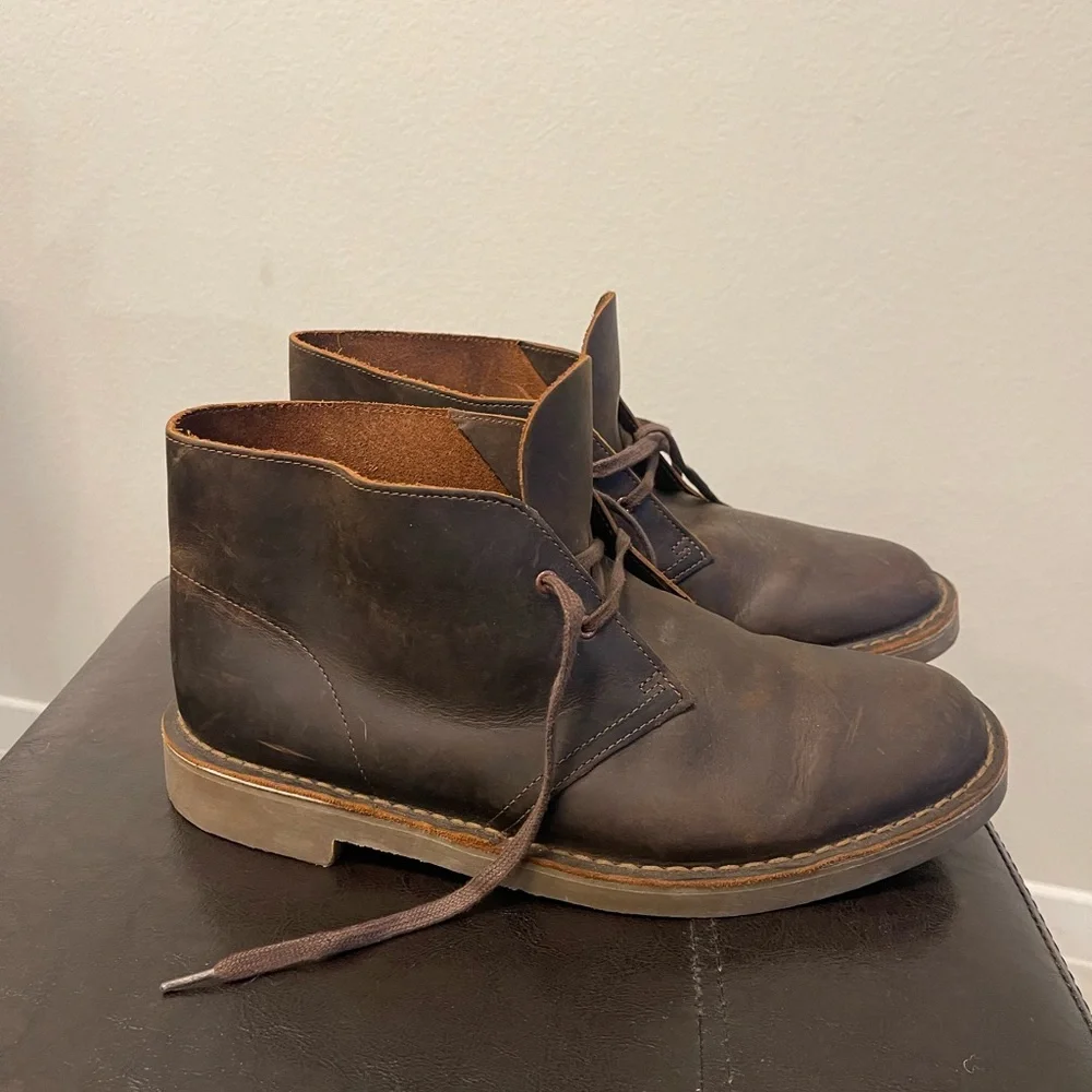 Clarks collection Brown oiled waxed Leather Chukka Boots Mens US 12 W